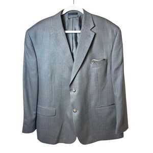LRL Ralph Lauren Blazer Mens Gray Wool Silk Button Up Lined Herringbone Blazer